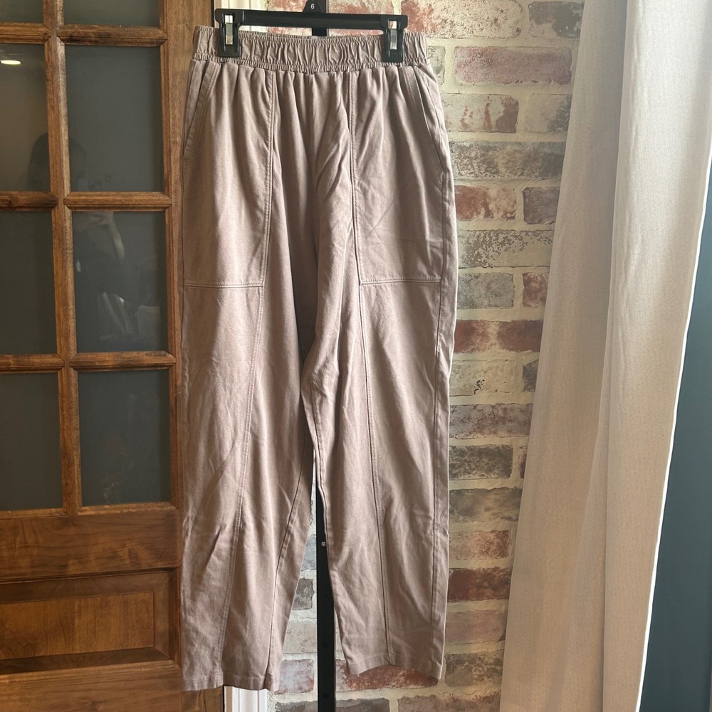 Madewell MWL Knit Pants Women Brown Elastic Waist Cotton Tapered Casual XS